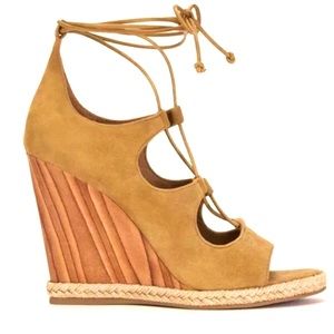 Tory Burch Raya Suede Lace Up Wedges Sandal